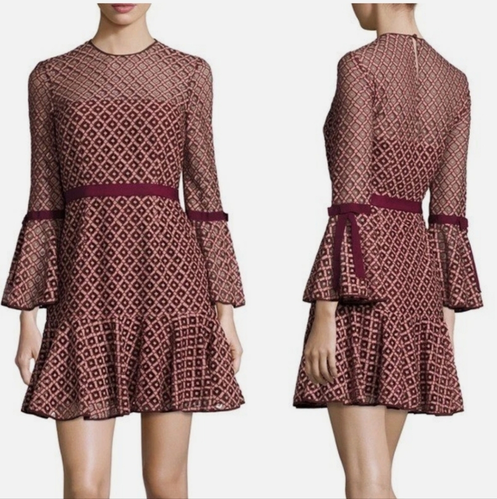 Cinq a Sept Cossette Lace Bell-Sleeve Dress